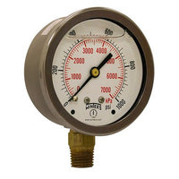 PFQ809R1 | Pressure Gauge 2.5 Inch 1000PSI 1/4 Inch NPT Lower Liquid Filled | Winters Instruments