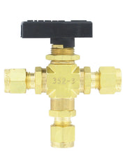 Dwyer 3MSV-BD450 Compact 3-way ball valve | brass | 1/2" tube | 11.10 mm orifice.  | Blackhawk Supply