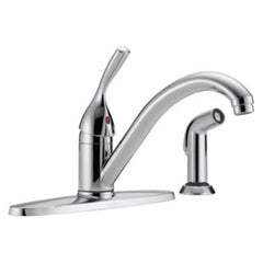 Delta 400-DST Kitchen Faucet Includes Sprayer 8 Inch Spread 1 Lever ADA Chrome Swivel 180 Degree  | Blackhawk Supply