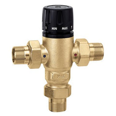 Hydronic Caleffi 521500A Mixing Valve MixCal 521 Adjustable 3-Way with Check Valve 3/4 Inch Low Lead Brass Male NPT Union 200 Pounds per Square Inch  | Blackhawk Supply