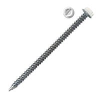 HW8X2ZWT | Hex Screw Zip-In Slotted 8 x 2 Inch White 250 Pack Steel for Sheet Metal | Malco Tools