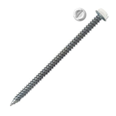 Malco Tools HW8X2ZWT Hex Screw Zip-In Slotted 8 x 2 Inch White 250 Pack Steel for Sheet Metal  | Blackhawk Supply