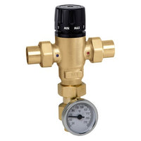 521619A | Mixing Valve MixCal 521 Adjustable 3-Way Thermostatic with Gauge 1 Inch Low Lead Brass Sweat Union 200 Pounds per Square Inch | Hydronic Caleffi