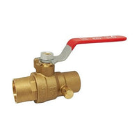 5063AB-12 | Ball Valve Lead Free Brass 1/2 Inch Sweat with Waste Full Port | Red White Valve