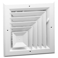 A505MS-14X14W | Ceiling Diffuser 2 Way Corner Multi Shutter 14 x 14 Inch Bright White Aluminum | Hart & Cooley