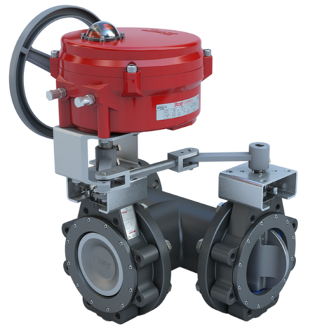 Bray MKL3-9100/70-0501SVH 10" 3-Way Lugged Butterfly valve High Performance | ANSI Class 150 | CS body | CV 1630 | 120 VAC | modulating | 5000 lb-in | NEMA 4 | Heater  | Blackhawk Supply
