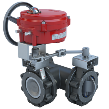 Bray MKL3-4100/70-24-0501H 10" 3-Way Lugged Butterfly valve High Performance | ANSI Class 150 | CS body | CV 4300 | 24 VAC | Two position | 5000 lb-in | NEMA 4 | Heater  | Blackhawk Supply