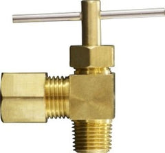 Midland Metal Mfg. 46011 1/4 X 1/8 (COMP X M 90 NEEDLE VALV), Brass Fittings, Needle Valves, Comp x Male Pipe Angle  | Blackhawk Supply