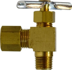 Midland Metal Mfg. 46012 1/4 X 1/4 (COMP X M 90 NEEDLE VALV), Brass Fittings, Needle Valves, Comp x Male Pipe Angle  | Blackhawk Supply