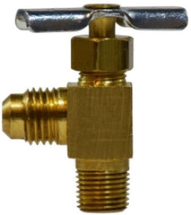 Midland Metal Mfg. 46040 3/8 X 1/4 (M FL X M 90 NEEDLE VALV), Brass Fittings, Needle Valves, Flare x Male Pipe  | Blackhawk Supply