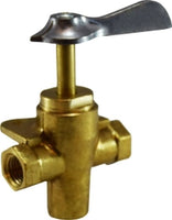 46241 | 1/4F BOT OUT 3 WAY VALVE L/CHECK, Brass Fittings, Specialty Valves Brass Fittings, Less Click 3 Way Ball Valve | Midland Metal Mfg.