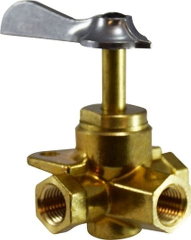 Midland Metal Mfg. 46248 3/8F 3 WAY SOLID BOT VLV L/CLICK, Brass Fittings, Specialty Valves Brass Fittings, Less Click 3 Way Ball Valve  | Blackhawk Supply