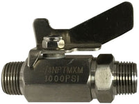 46912SS | 1/4 MIP X MIP S.S. MINI BALL VALVE, Valves, Stainless Steel Mini Ball valves, M X M 1,000 PSI Mini Ball Valve | Midland Metal Mfg.