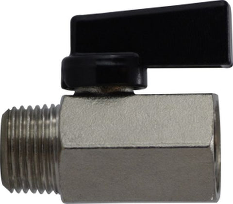 Midland Metal Mfg. 46930 1/8 ECONOMY MXF CHROME PLATE MINI VLV, Brass Fittings, Miniature Ball Valves, Male x Female Economy Mini Ball Valve  | Blackhawk Supply