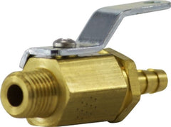 Midland Metal Mfg. 46980 1/4 HB X 1/4 MIP MINI BALL VALVE, Brass Fittings, Miniature Ball Valves, Male Pipe x Hose Barb  | Blackhawk Supply