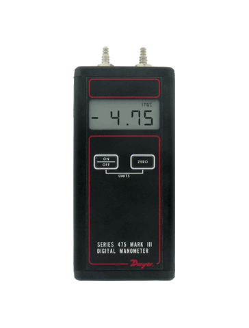 Dwyer 475-00-FM Handheld digital manometer | range 0-4.000" w.c. (0.996 kPa) | max. pressure 5 psig.  | Blackhawk Supply