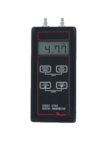 Dwyer 477AV-000 Digital manometer | range 0-1.00" w.c. | air velocity/flow modes.  | Blackhawk Supply