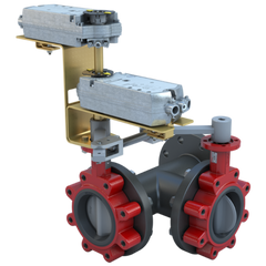 Bray 3LNE-04S34/DCM24-310-A-D 4" 3-Way Lugged Butterfly Valve Resilient | ANSI Class 125/150 | DI body | NDI Disc | CV 310 | Damper & Valve actuator | 24 Vac | 310 lb-in | modulating | Non-Spring Return | SW | Dual  | Blackhawk Supply