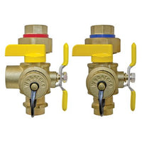 H-50443W | Tankless Valve Kit Isolator EXP Lead Free Forged Brass 3/4 Inch Sweat Hot & Cold Set of Full Port Forged Brass Ball Valves High-Flow Hose Drains Pressure Relief Valve Outlet Adjustable Packing Gland | Webstone