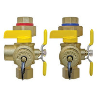 H-40443W | Tankless Valve Kit Isolator EXP Lead Free Forged Brass 3/4 Inch Threaded 40443W Hot & Cold Set of Full Port Forged Brass Ball Valves High-Flow Hose Drains Pressure Relief Valve Outlet Adjustable Packing Gland | Webstone