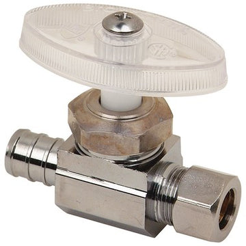 Brasscraft BRPX14X-C Straight Stop Valve 1/2x3/8" Lead Free Brass Chrome Plated Barb PEXxCompression  | Blackhawk Supply