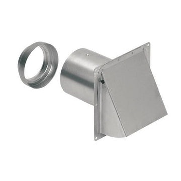 Broan Fans 885AL Wall Cap with Backdraft Damper 6-1/2 x 6-1/2 x 4 Inch Aluminum for 3 or 4 Inch Round Ducts Range Hood & Bath Ventilation Fan  | Blackhawk Supply