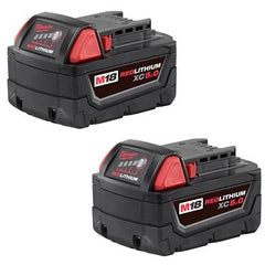 Milwaukee 48-11-1852 Battery Pack M18 Redlithium XC5.0 Extended Capacity 2 Pack 7.45W x 3.4H x 13.35D Inch  | Blackhawk Supply
