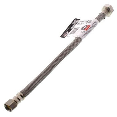 Fluidmaster PRO1F12 Faucet Connector 3/8 x 1/2 x 12 Inch Compression x FIP Braided Stainless Steel  | Blackhawk Supply