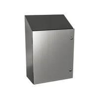 5412 ESSCS1612086 | Type 4X, 12 | Stainless steel single door console with sloped top | 16L x 12W x 8H (in) | EXM