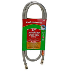 Fluidmaster B6W60K Dishwasher Connector Flexible 60 Inch 3/8" Compression Braided Stainless Steel with 3/8IN Compression x 3/4IN Hose Thread Elbow  | Blackhawk Supply