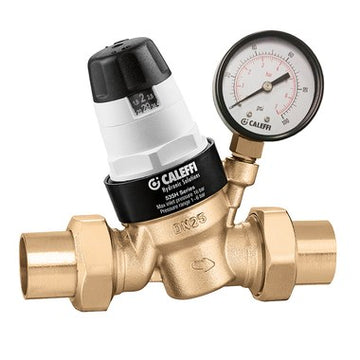 Hydronic Caleffi 535361HA Pressure Reducing Valve PresCal 535H with Gauge 1 Inch Female NPT Low Lead Brass 300 Pounds per Square Inch 180 Degrees Fahrenheit  | Blackhawk Supply