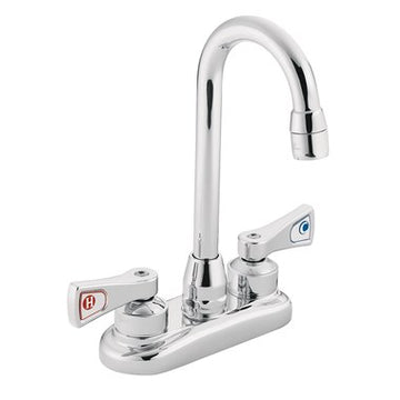 Moen 8270 Bar Faucet M-Dura Centerset 4 Inch Spread 2 Lever ADA Chrome 1.2 Gallons per Minute  | Blackhawk Supply