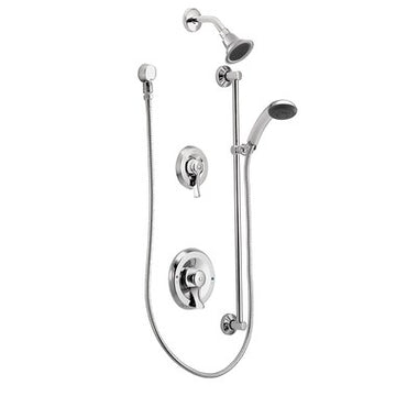 Moen 8342EP15 Shower System Commercial Posi-Temp 1 Function with Handshower and Slide Bar 2 Lever Chrome ADA 1.5 Gallons per Minute  | Blackhawk Supply