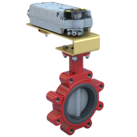 3LNE-02S2C/DCMS24-140-A | Butterfly Valve | 2 Way | 2 Inch | Nylon Coated Disc | 175 PSI | 24 VAC/DC Spring Return Actuator | Normally Closed | With Aux. Switch | Modulating Control | Bray