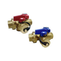 3420RAB | Tankless Valve Kit Isolation Purge Lead Free Brass 3/4 Inch Threaded | Red White Valve