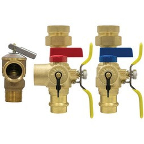Webstone H-84443WPR-LF Tankless Valve Kit E2 with Pressure Relief Valve Lead Free 3/4 Inch Press x Female Union Includes High-Flow Hose Drain/Adjustable Packing Gland  | Blackhawk Supply