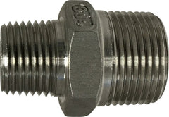 Midland Metal Mfg. 62740 1/4 X 1/8 304 S.S. HEX NIPPLE, Nipples and Fittings, 304 And 316 150# Stainless Steel Fittings, #304 Reducing Hex Nipple  | Blackhawk Supply