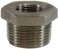 Midland Metal Mfg. 63502 3/8 X 1/4 M X F 316SS HEX BUSHNG, Nipples and Fittings, 304 And 316 150# Stainless Steel Fittings, Hex Bushing 316 S.S.  | Blackhawk Supply