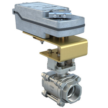 Bray BV75-SS3-54/DMS24-180-A 3/4" | 3 piece design threaded ball valve | SS | CV 21.7 | Normally Open | Damper & Valve actuator | 24 Vac/Dc | 177 lb-in | modulating | Spring Return | SW  | Blackhawk Supply