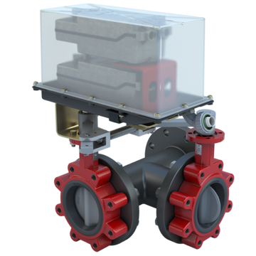 Bray 3LSE-05L37/DS24-180-T-A-D-WS 5" 3-Way Lugged Butterfly Valve Resilient | ANSI Class 125/150 | DI body | SS Disc | CV 1218 | 24 VAC/DC | 177 lb-in | on/off or floating | Spring Return | SW | Dual  | Blackhawk Supply