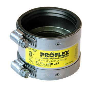 Fernco 3000-215 Coupling Proflex Shielded 2 x 1-1/2 Inch Cast Iron to Plastic/Steel/E x tra Heavy  | Blackhawk Supply