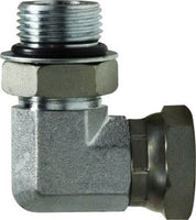 6901NWO106 | 7/8-14X3/8 (M ORB X F NPSM SWV 90 ELB), Hydraulic, Steel SAE O-Ring Fittings, 90 Degree O-Ring Swivel Adapter | Midland Metal Mfg.