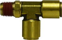 710402S | 1/4X1/8 (PI X MIP DOT SWVL RUN TEE), Brass Fittings, D.O.T. Push In, Male Swivel Run Tee | Midland Metal Mfg.