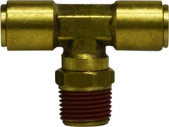 Midland Metal Mfg. 720604S 3/8X1/4 (PI X M DOT SWVL BRNCH T), Brass Fittings, D.O.T. Push In, Male Swivel Branch Tee  | Blackhawk Supply