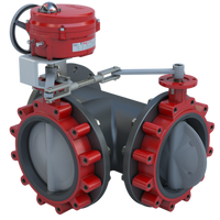 3LSE-08S36/70-0201 | Butterfly Valve | 3 Way | Flow Configuration 6 | 8 Inch | Stainless Disc | 175 PSI | 120 VAC Non-Spring Return Actuator | On-Off Control | Bray