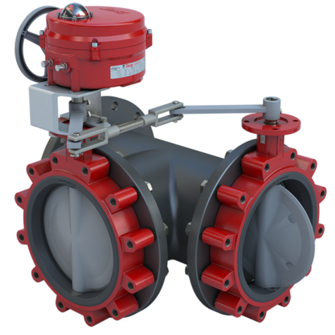 Bray 3LSE-08L31/70-0121SVH Butterfly Valve | 3 Way | Flow Configuration 1 | 8 Inch | Stainless Disc | 50 PSI | 120 VAC Non-Spring Return Actuator With Heater | Modulating Control  | Blackhawk Supply