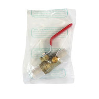 5015ABD-3/4 | Ball Valve Lead Free Forged Brass 3/4 Inch Pex Barb End 2PC With Waste | Red White Valve