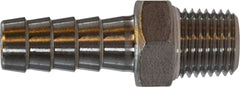 Midland Metal Mfg. 73971 3/8 X 1/4 (HB X MIP 304SS ADAPTER), Brass Fittings, Stainless Steel Hose Barbs, 304 Stainless Steel Reducing Hose Nipple   | Blackhawk Supply