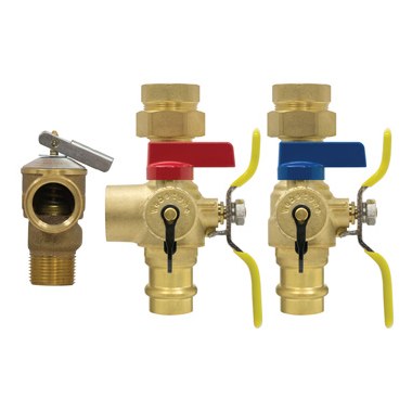Webstone H-84444WPR Tankless Valve Kit E2 with Pressure Relief Valve Lead Free 1 Inch IPS Union x IPS High-Flow Hose Drain/Pressure Relief Valve Outlet/Adjustable Packing Gland  | Blackhawk Supply