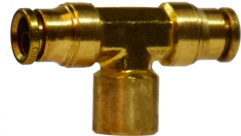 Midland Metal Mfg. 770604 3/8 X 1/4 DOT FE BRANCH TEE, Brass Fittings, D.O.T. Push In, Female Branch Tee  | Blackhawk Supply